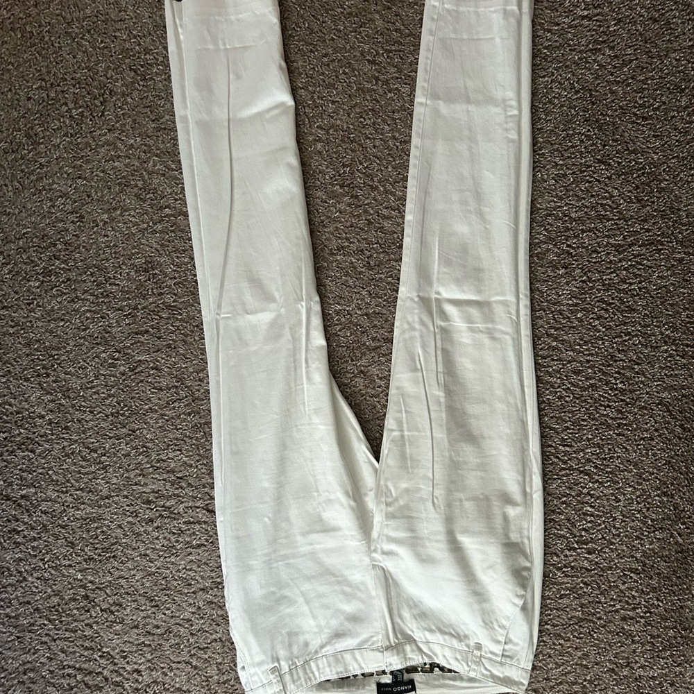 Mango Cream Slim Trousers